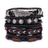 Multilayer Leather Braid Bracelets for Men with Star, Leaf and Owl Bangles Star and Lead 20cm Adjustable Men's Bracelet