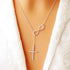 Cross Leaves Simulated Pearl Necklace Infinity & Cross Women's Necklace