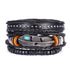 Multilayer Leather Braid Bracelets for Men with Star, Leaf and Owl Bangles Style 5 20cm Adjustable Men's Bracelet