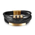 Men's Leather Bracelet with Magnetic Clasp Black & Gold - Style 2 Men's Bracelet