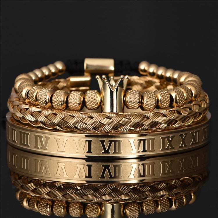 Roman Royal Crown Bracelet for Men Gold Crown Set Men's Bracelet