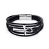 Men's Leather Bracelet with Magnetic Clasp Black - Style 8 Men's Bracelet
