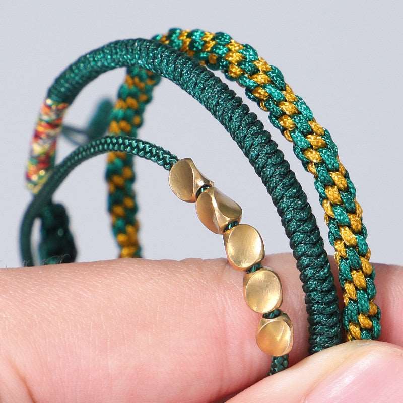 Tibetan and Buddhist Braided Handmade Copper Beads Bracelet Tibetan Buddhist Bracelet