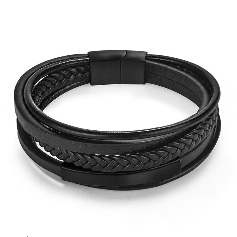 Multilayer Braided Viking Bracelet for Men Black 3 Men's Bracelet