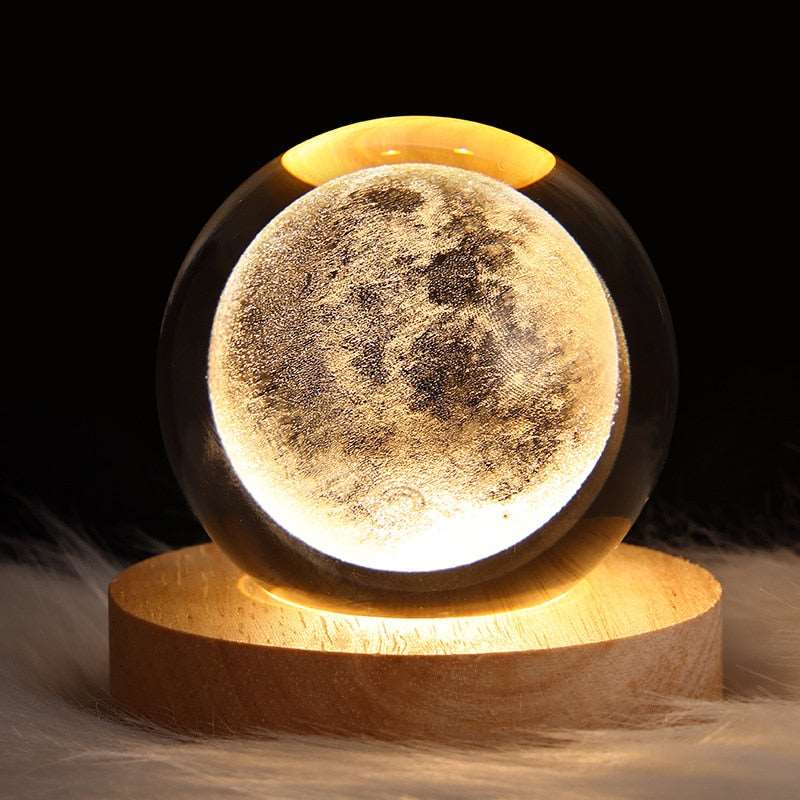 3D Solar System Crystal Ball Night Light Moon Night Light