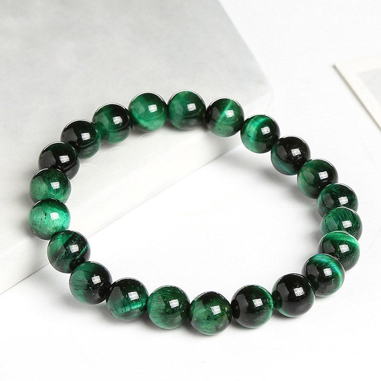 Natural Stone Beads Bracelet Green Τiger Εyes Natural Stone Bracelet