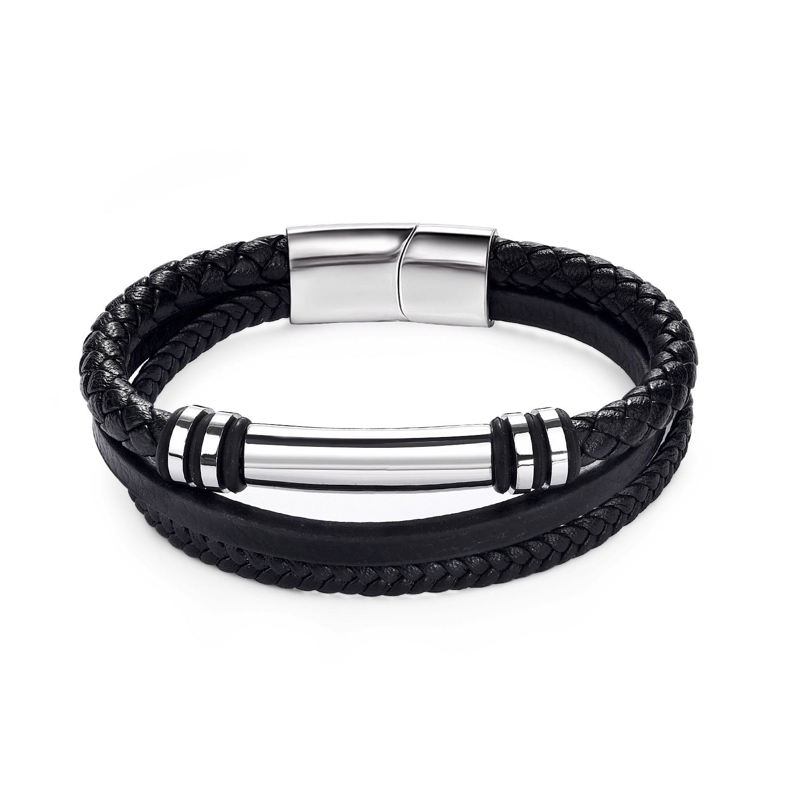 Multilayer Braided Viking Bracelet for Men Silver 5 Men's Bracelet