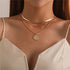 Crystal Geometric Gold Color Pendant Necklace Set Gold 8 Women's Necklace