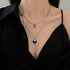 Crystal Geometric Gold Color Pendant Necklace Set Silver 8 Women's Necklace