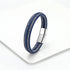 Leather Rope Bracelet For Men Leather Rope Blue/Grey - Silver Clasp Men's Bracelet