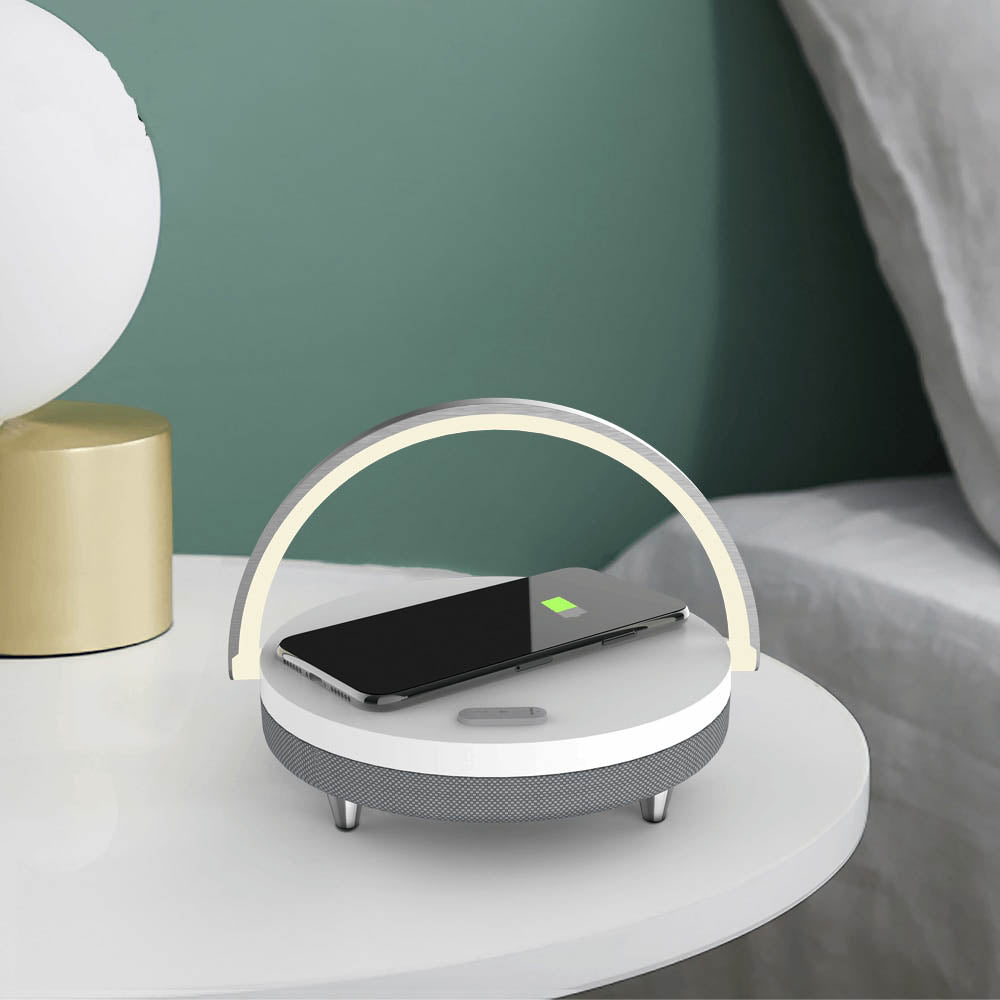 Wood Wireless Charger with Bluetooth Speaker White Smart Gadgets