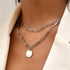 Crystal Geometric Gold Color Pendant Necklace Set Silver 1 Women's Necklace