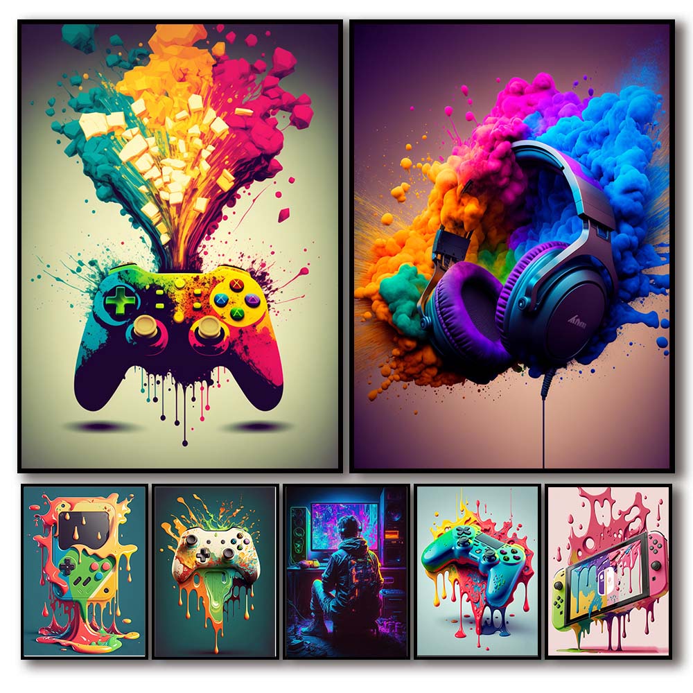80s and 90s Retro Gaming Canvas Canvas