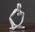 Abstract Thinker Figurine Sculpture Silver - Pensive Abstract Figurine