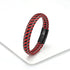 Leather Rope Bracelet For Men Leather Rope Red/Black - Black Clasp Men's Bracelet