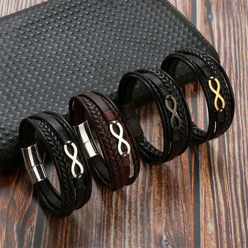 Infinity Multilayer Premium Leather Bracelet for Men with Magnetic Clasp Men's Bracelet