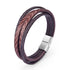 Men's Leather Bracelet with Magnetic Clasp Brown - Style 1 Men's Bracelet