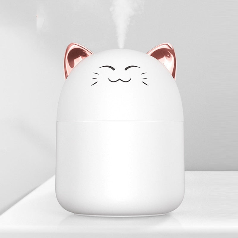 Colorful Atmosphere Humidifier 250ml White Cat Humidifiers & Oil Diffusers