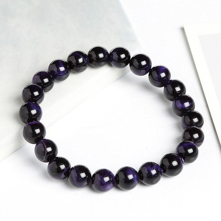 Natural Stone Beads Bracelet Purple Τiger Εyes Natural Stone Bracelet