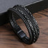 Leather Bracelet for Men with Magnetic Clasp Black - Style 6 Men's Bracelet