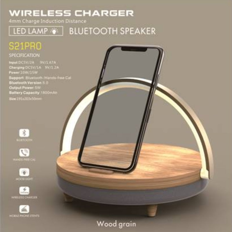 Wood Wireless Charger with Bluetooth Speaker Smart Gadgets