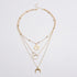 Crystal Geometric Gold Color Pendant Necklace Set Gold 6 Women's Necklace