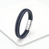 Leather Rope Bracelet For Men Leather Rope Black/Blue - Silver Clasp Men's Bracelet