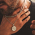 Layered Necklaces for Men, Sailing Travel Compass Pendant Silver Wheat Men's Necklace