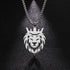 Lion with Royal Crown Chain Necklace Silver Men's Necklace