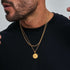 Layered Necklaces for Men, Sailing Travel Compass Pendant Gold Figaro Men's Necklace