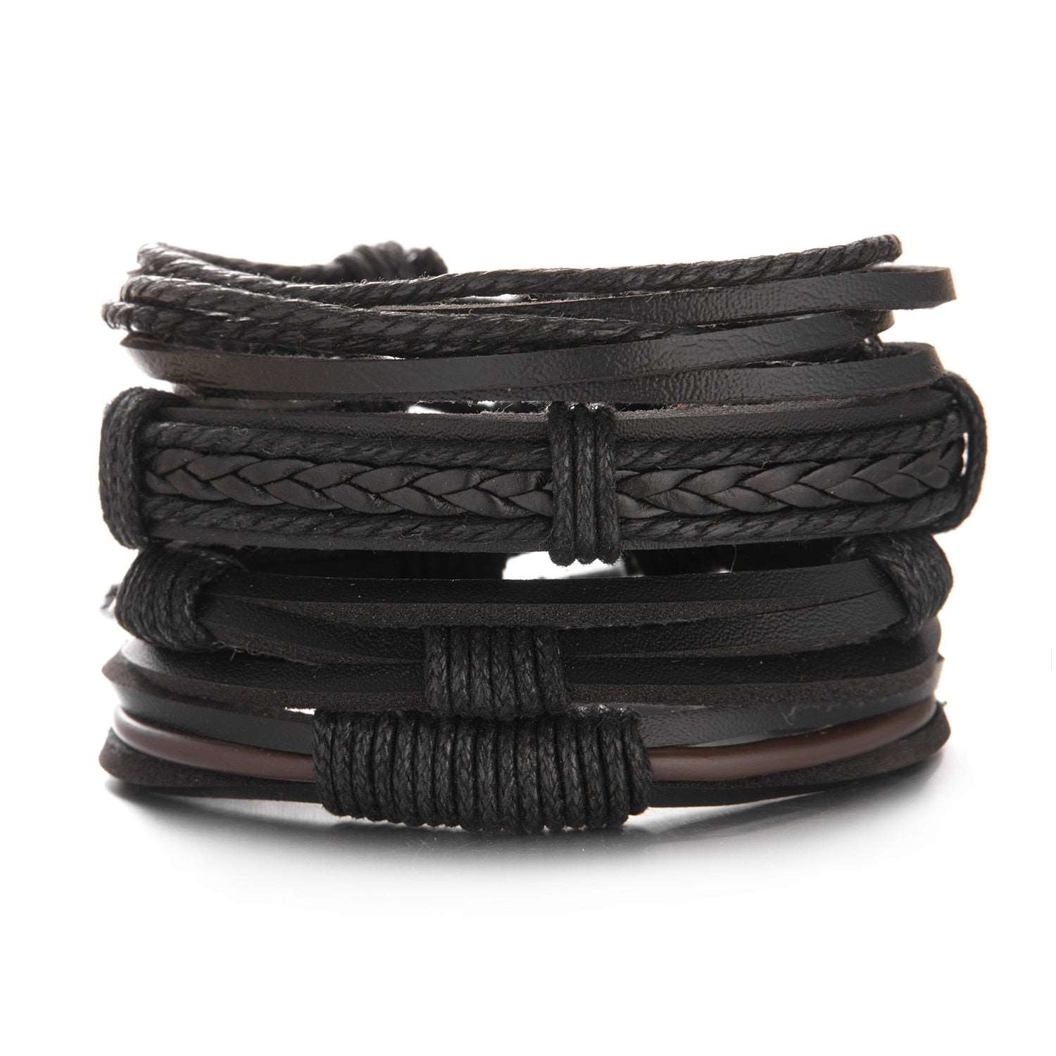 Multilayer Leather Braid Bracelets for Men with Star, Leaf and Owl Bangles Style 14 20cm Adjustable Men's Bracelet