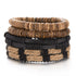 Multilayer Leather Braid Bracelets for Men with Star, Leaf and Owl Bangles Style 15 20cm Adjustable Men's Bracelet