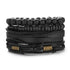 Multilayer Leather Braid Bracelets for Men with Star, Leaf and Owl Bangles Style 11 20cm Adjustable Men's Bracelet