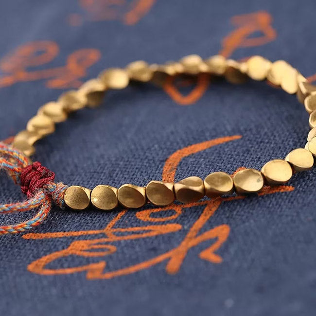 Handmade Tibetan Buddhist Bracelet with Copper Beads for Women and Men Tibetan Buddhist Bracelet
